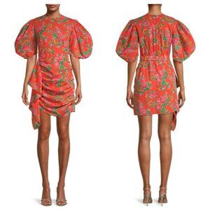 Rhode Pia Tapestry Print Puff Sleeve Mini dress